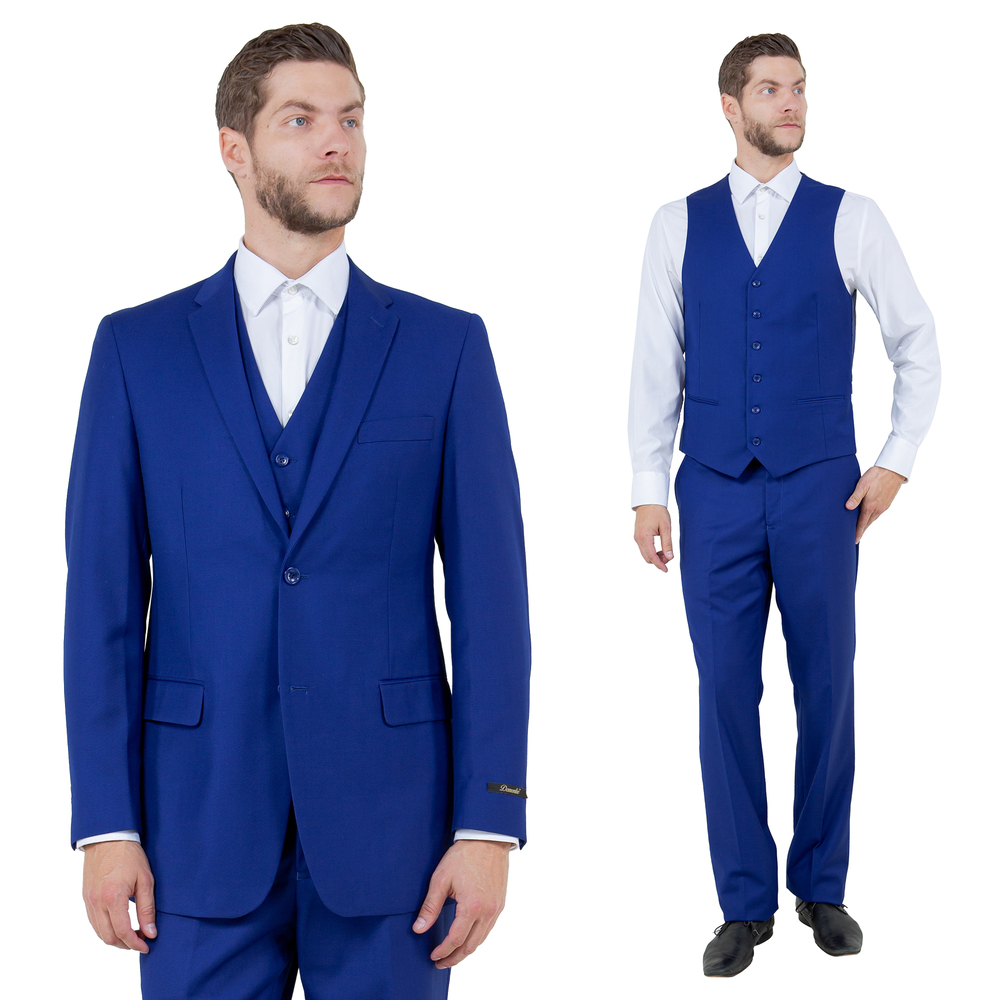 Modern Fit 3pc Mens Suit Set by Demantie, Royal Blue